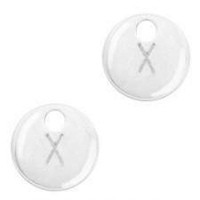 Metal charm 10mm Initial X Antique silver